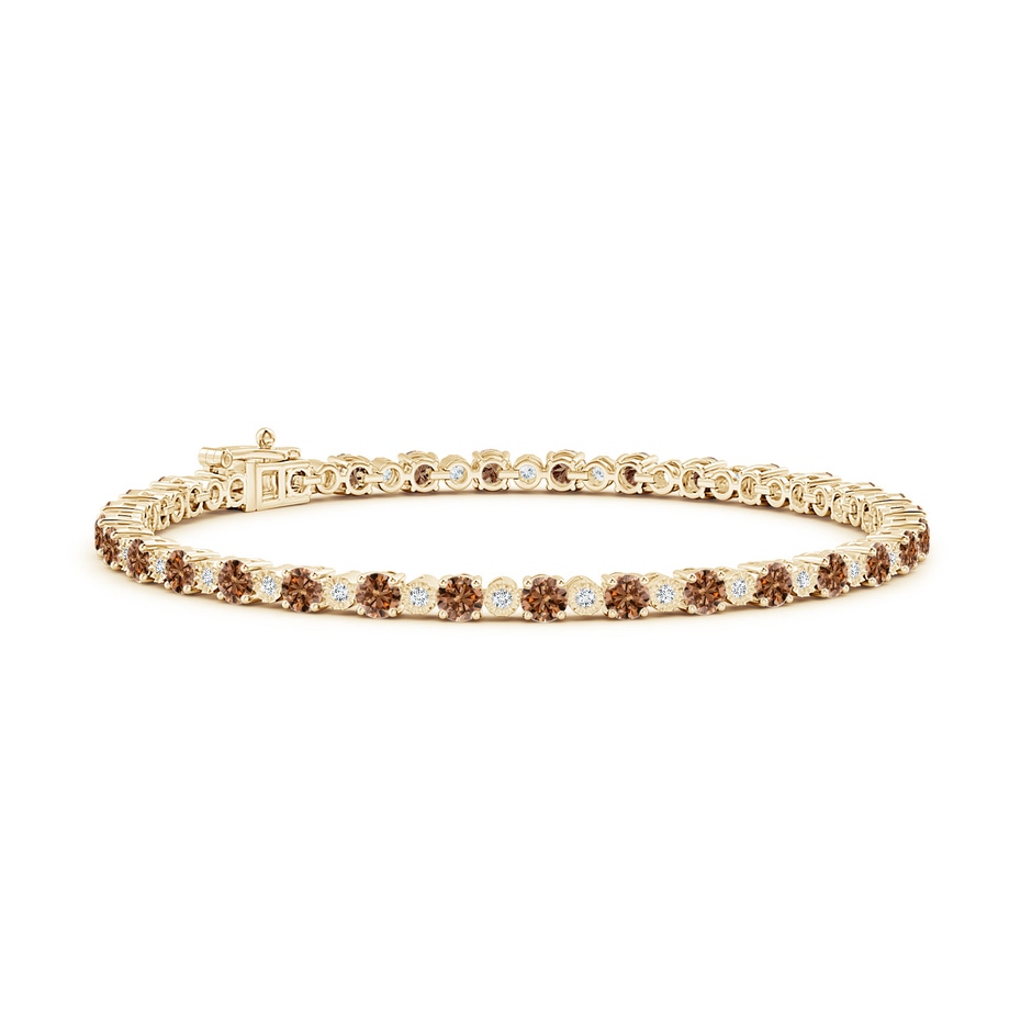 3mm AAAA Alternating Coffee & White Diamond Tennis Bracelet in Yellow Gold 