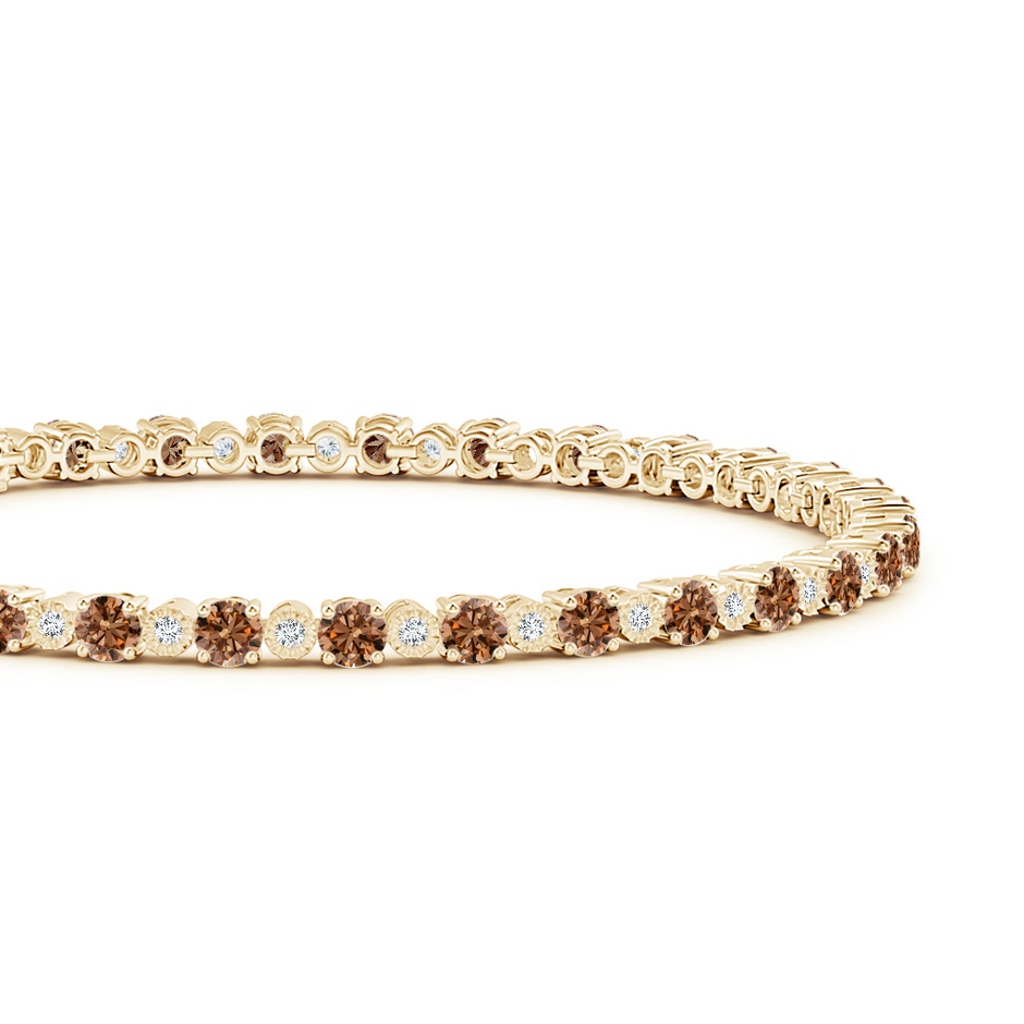 3mm AAAA Alternating Coffee & White Diamond Tennis Bracelet in Yellow Gold side 199