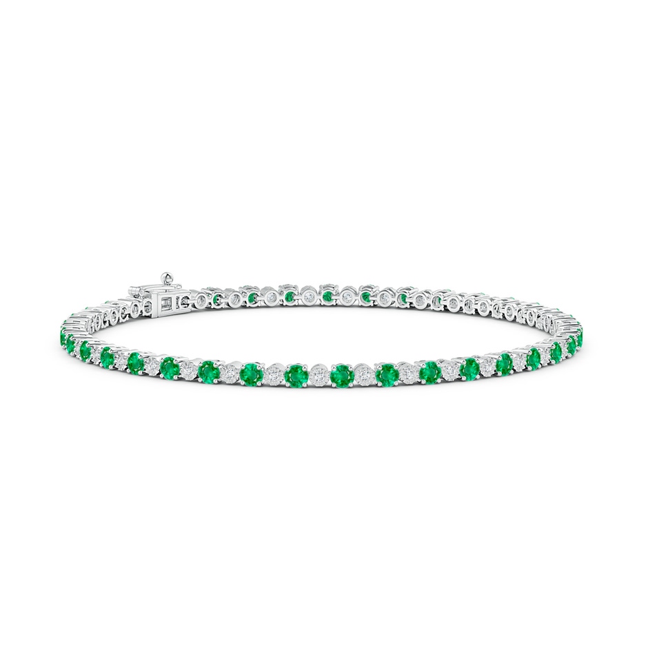 2.5mm AAA Emerald and Illusion Diamond Tennis Bracelet in White Gold 