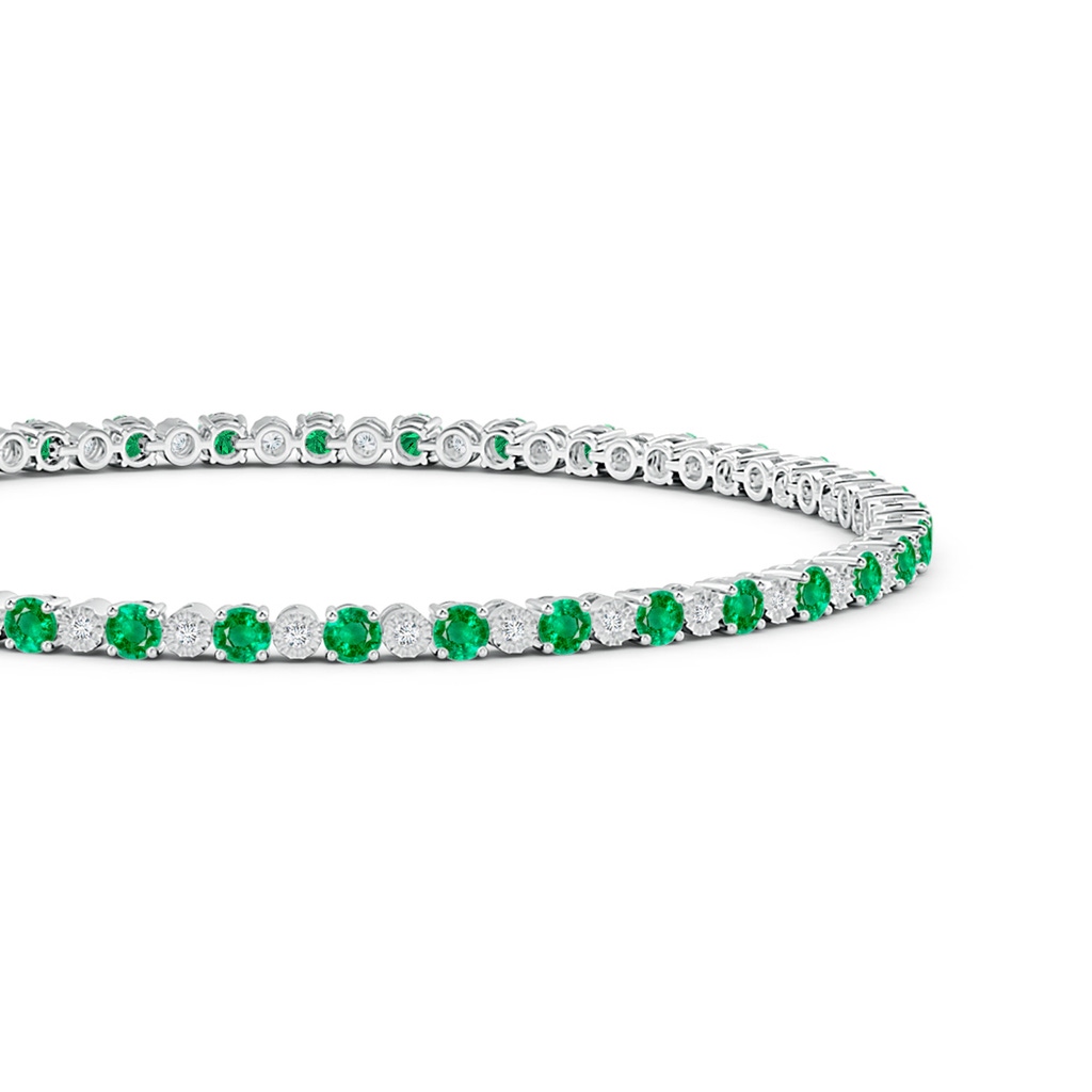 2.5mm AAA Emerald and Illusion Diamond Tennis Bracelet in White Gold Side-1