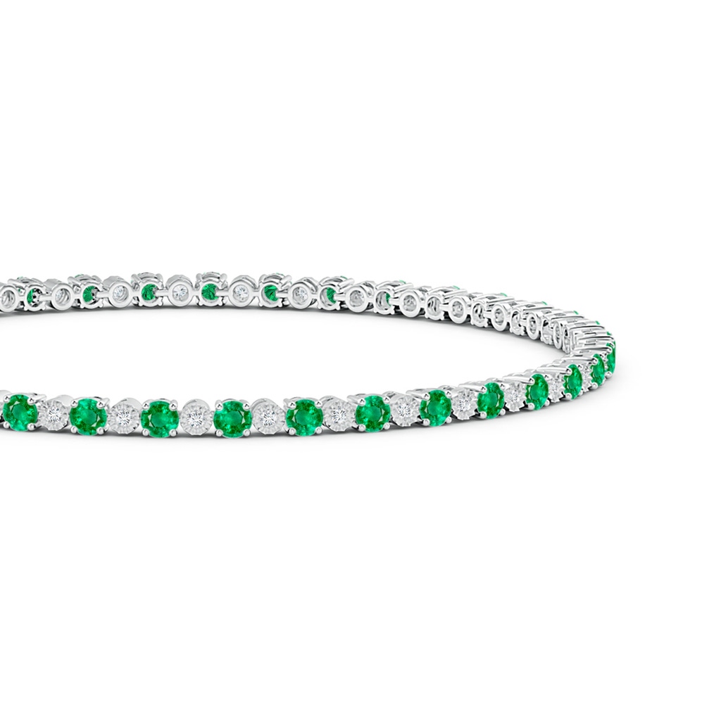 2.5mm AAA Emerald and Illusion Diamond Tennis Bracelet in White Gold - side_1