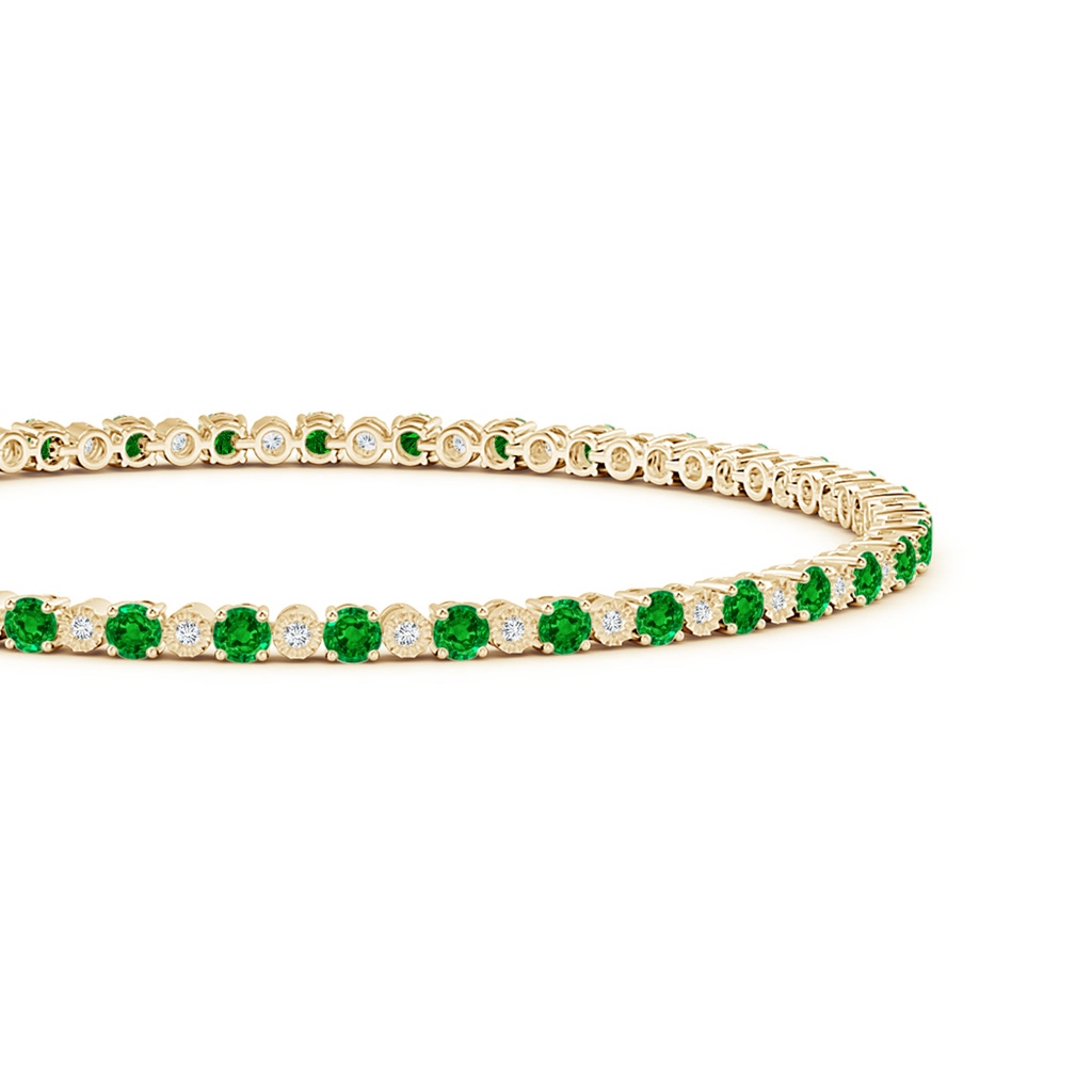 2.5mm AAAA Emerald and Illusion Diamond Tennis Bracelet in Yellow Gold - side_1