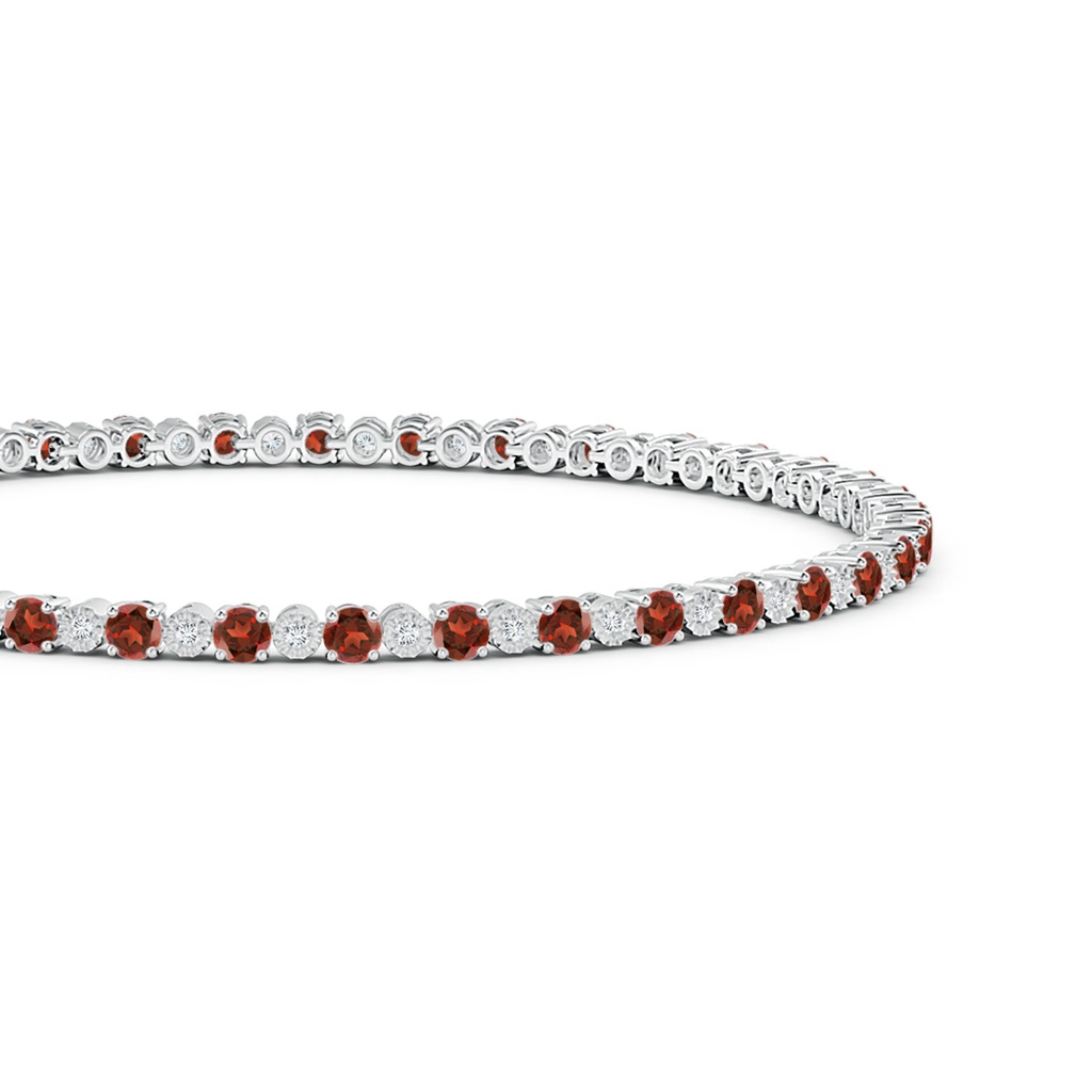 2.5mm AAA Garnet and Illusion Diamond Tennis Bracelet in White Gold - side_1
