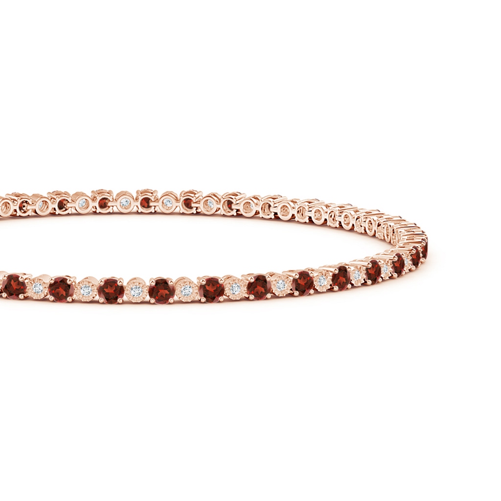 2.5mm AAAA Garnet and Illusion Diamond Tennis Bracelet in Rose Gold - side_1