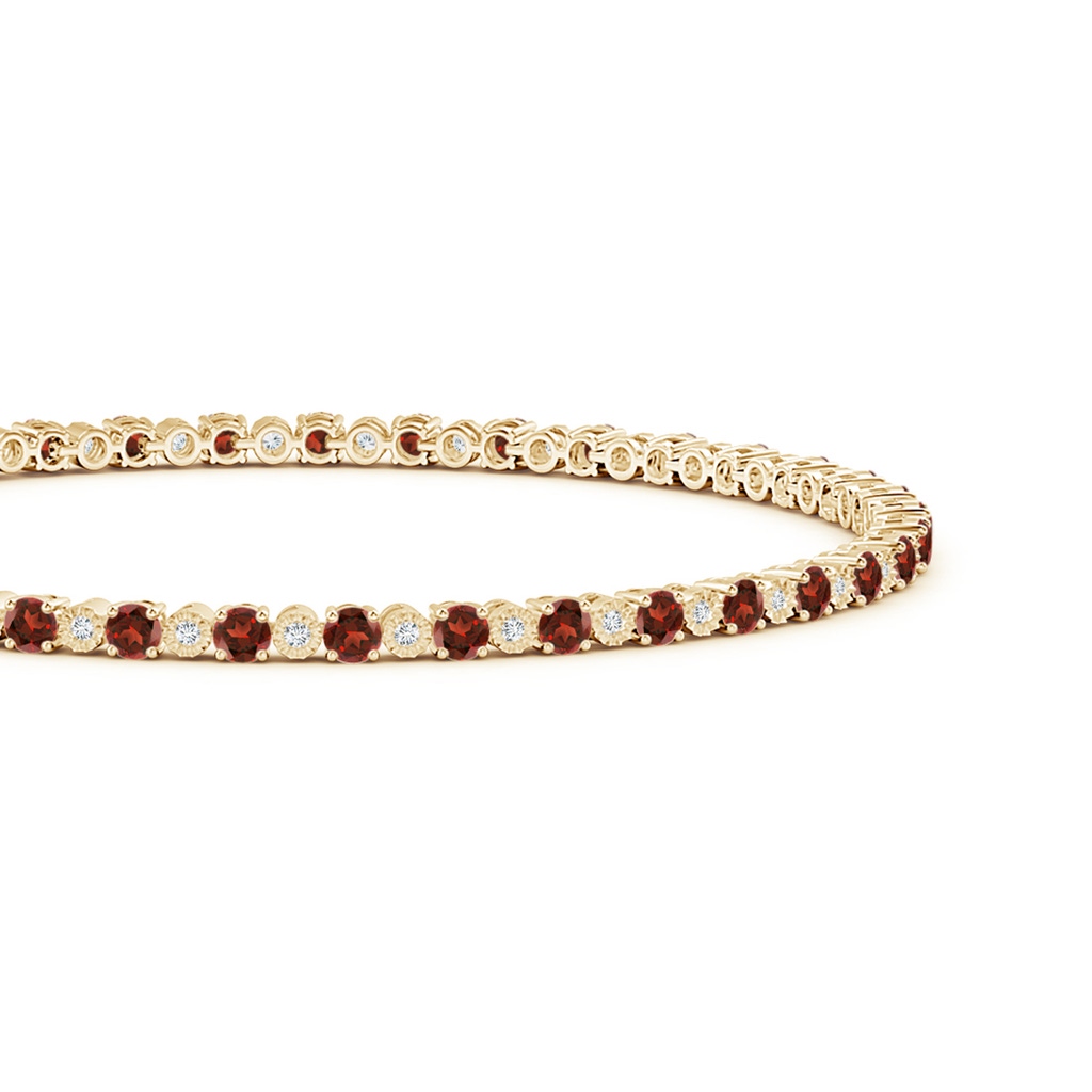 2.5mm AAAA Garnet and Illusion Diamond Tennis Bracelet in Yellow Gold - side_1