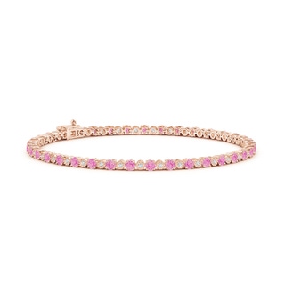 2.5mm A Pink Sapphire and Illusion Diamond Tennis Bracelet in Rose Gold