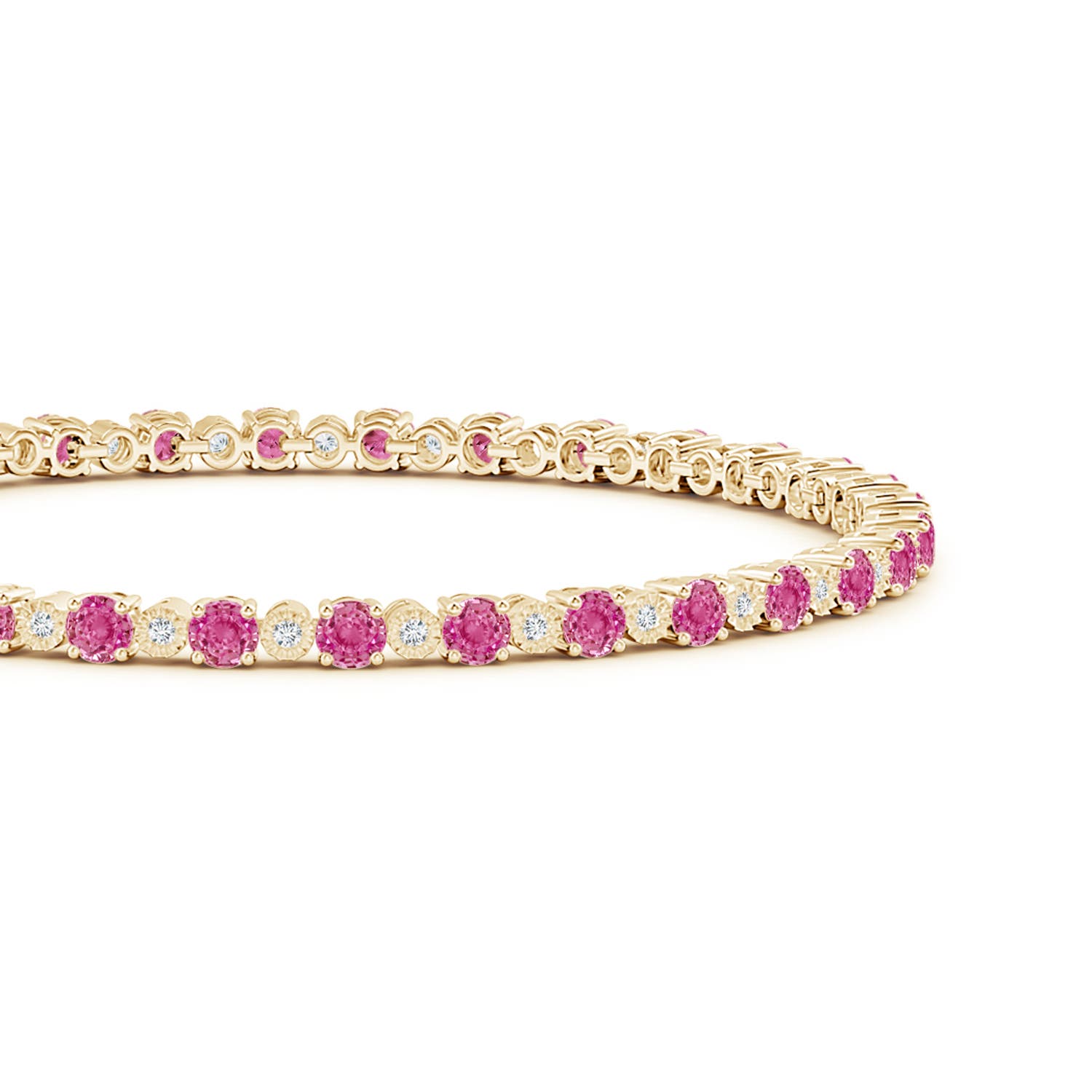 AAA - Pink Sapphire / 6.86 CT / 14 KT Yellow Gold