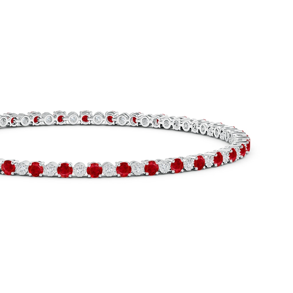 2.5mm AAA Ruby and Illusion Diamond Tennis Bracelet in White Gold Side-1