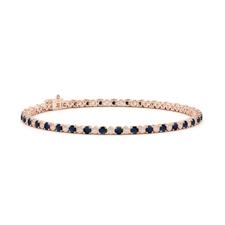 2.5mm A Sapphire and Illusion Diamond Tennis Bracelet in Rose Gold