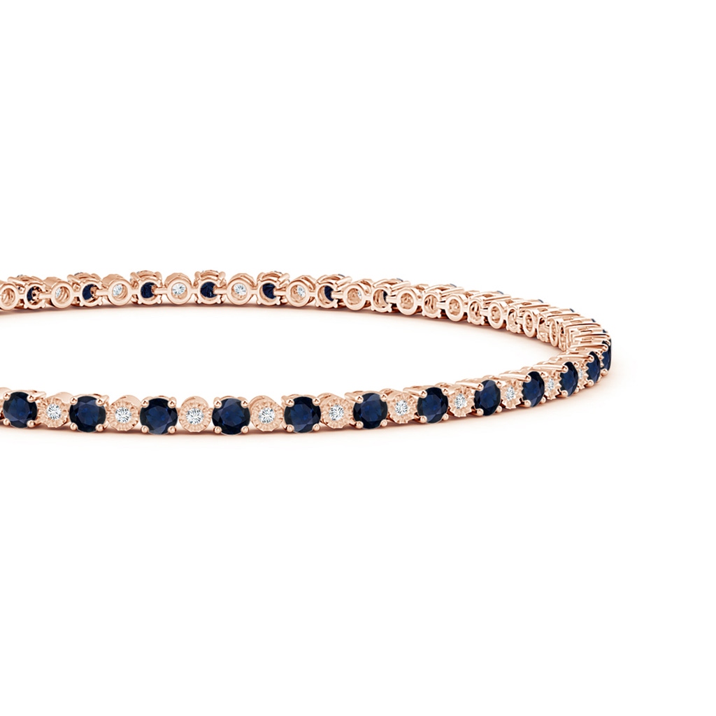 2.5mm A Sapphire and Illusion Diamond Tennis Bracelet in Rose Gold Side-1