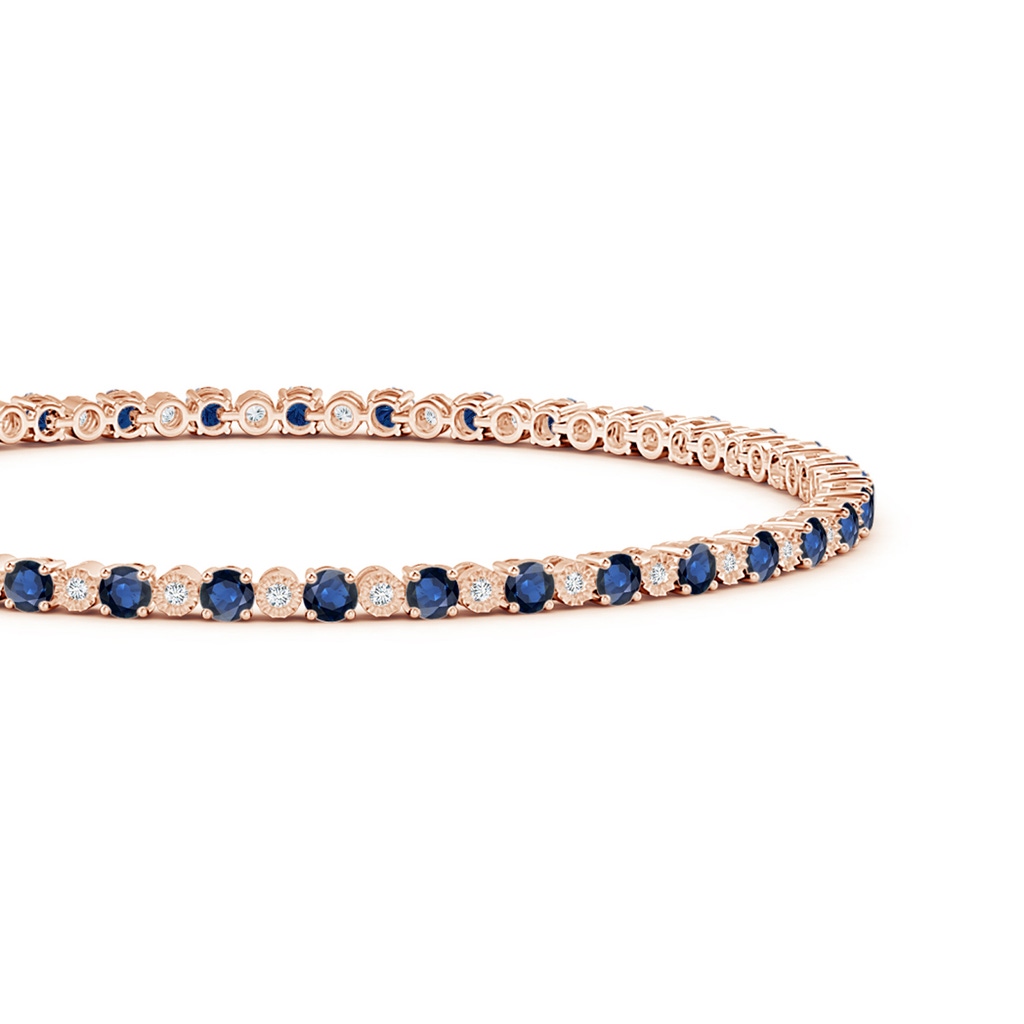 2.5mm AA Sapphire and Illusion Diamond Tennis Bracelet in Rose Gold Side-1
