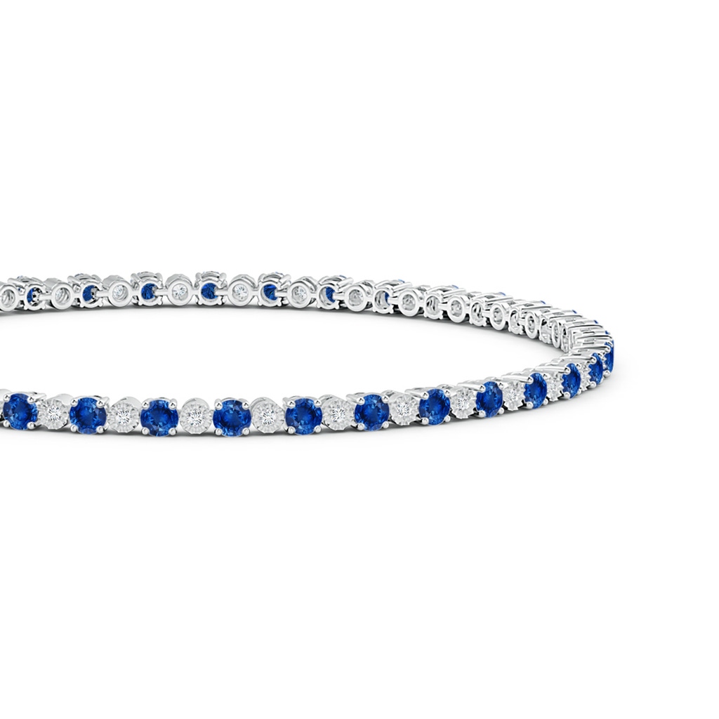 2.5mm AAA Sapphire and Illusion Diamond Tennis Bracelet in White Gold Side-1