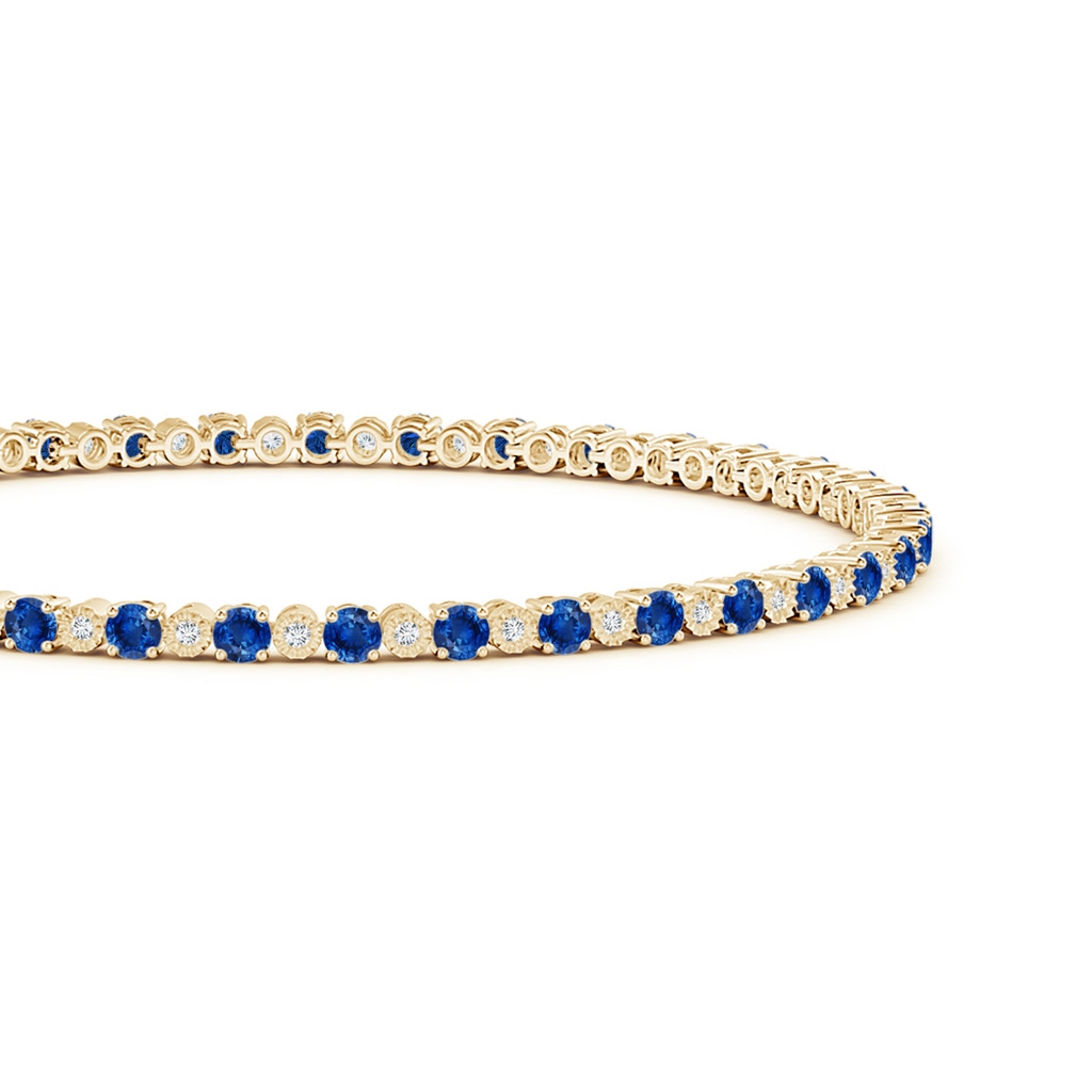 2.5mm AAA Sapphire and Illusion Diamond Tennis Bracelet in Yellow Gold Side-1