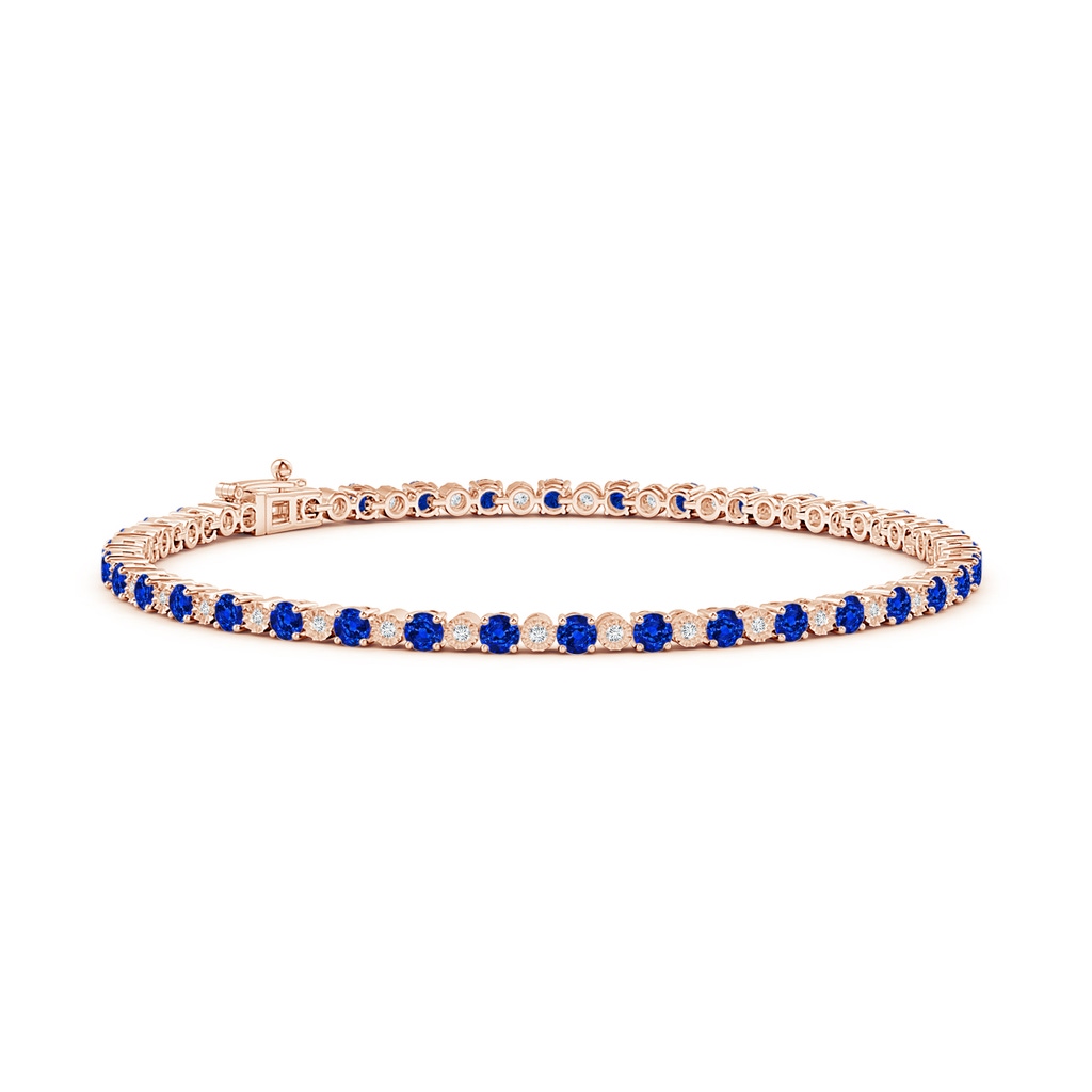 2.5mm AAAA Sapphire and Illusion Diamond Tennis Bracelet in Rose Gold