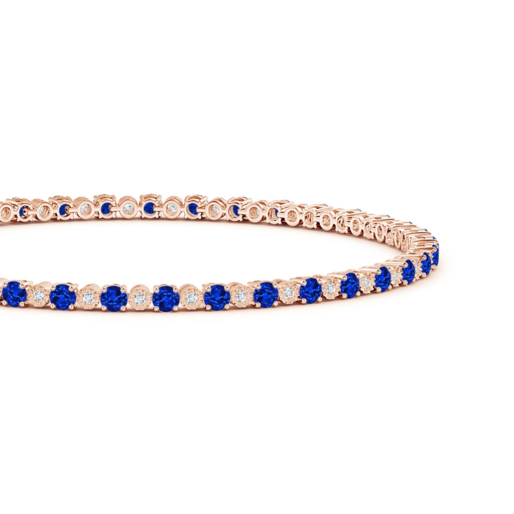2.5mm AAAA Sapphire and Illusion Diamond Tennis Bracelet in Rose Gold Side-1