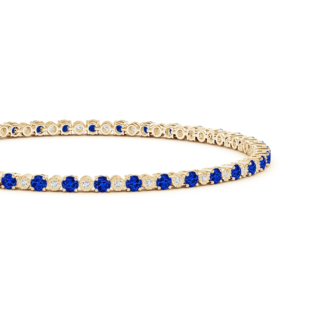 2.5mm AAAA Sapphire and Illusion Diamond Tennis Bracelet in Yellow Gold - side_1