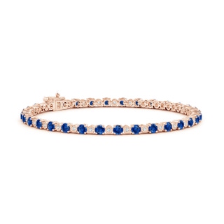 3mm AAA Sapphire and Illusion Diamond Tennis Bracelet in Rose Gold