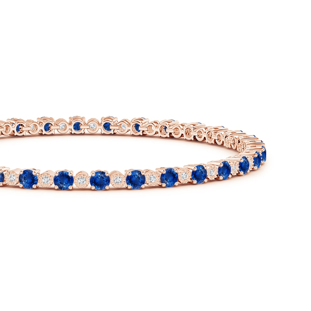 3mm AAA Sapphire and Illusion Diamond Tennis Bracelet in Rose Gold Side-1