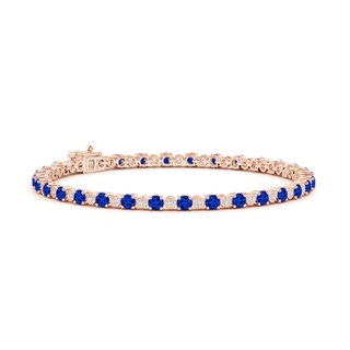 3mm AAAA Sapphire and Illusion Diamond Tennis Bracelet in Rose Gold
