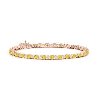 3mm A Yellow Sapphire and Illusion Diamond Tennis Bracelet in Rose Gold