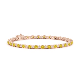 3mm AAA Yellow Sapphire and Illusion Diamond Tennis Bracelet in Rose Gold