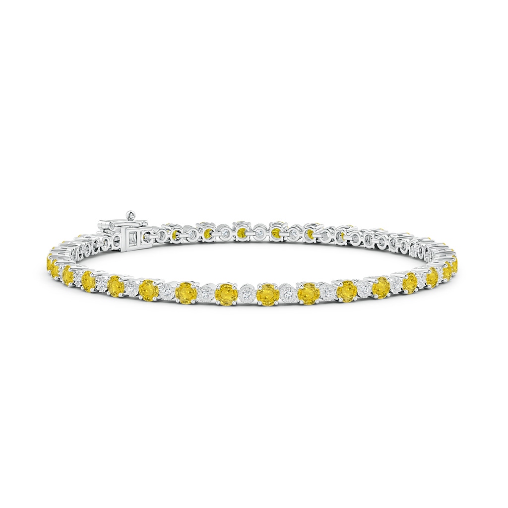 3mm AAA Yellow Sapphire and Illusion Diamond Tennis Bracelet in White Gold