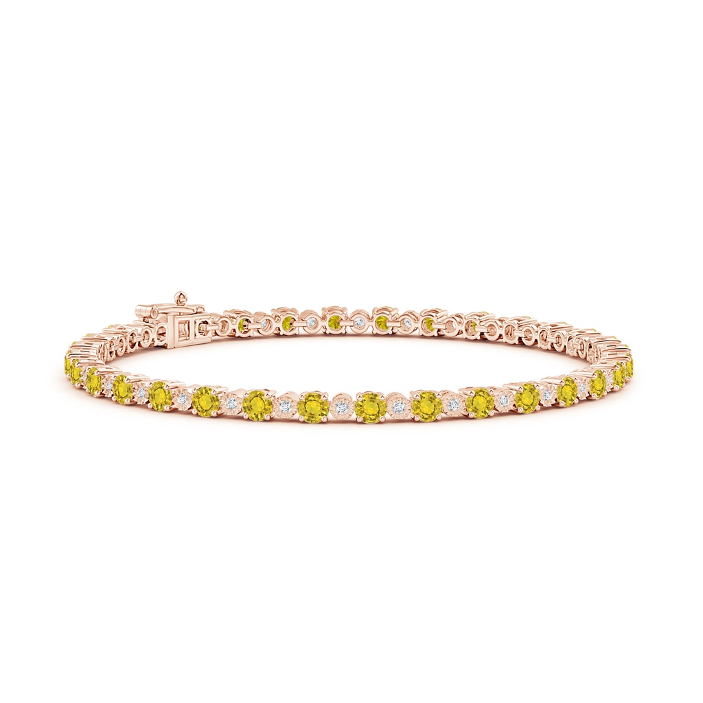 3mm AAAA Yellow Sapphire and Illusion Diamond Tennis Bracelet in Rose Gold
