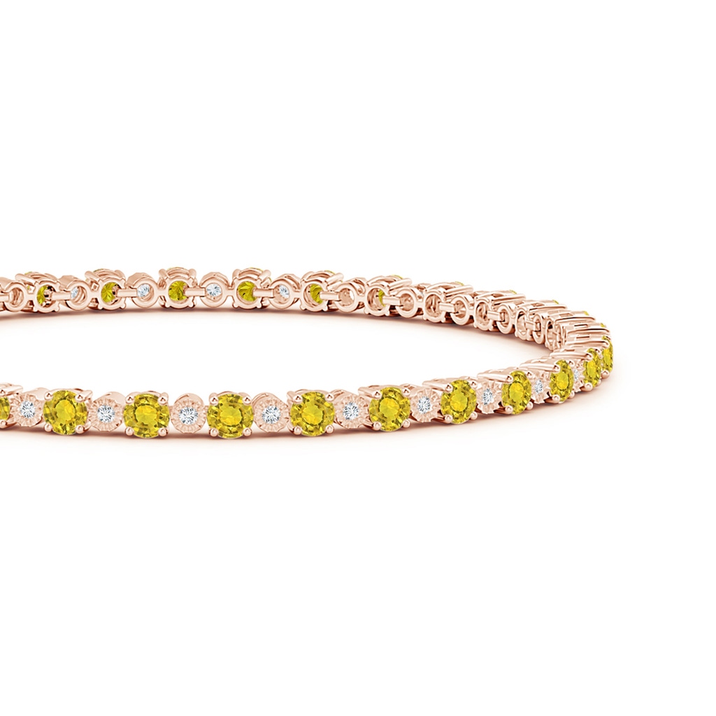 3mm AAAA Yellow Sapphire and Illusion Diamond Tennis Bracelet in Rose Gold Side-1