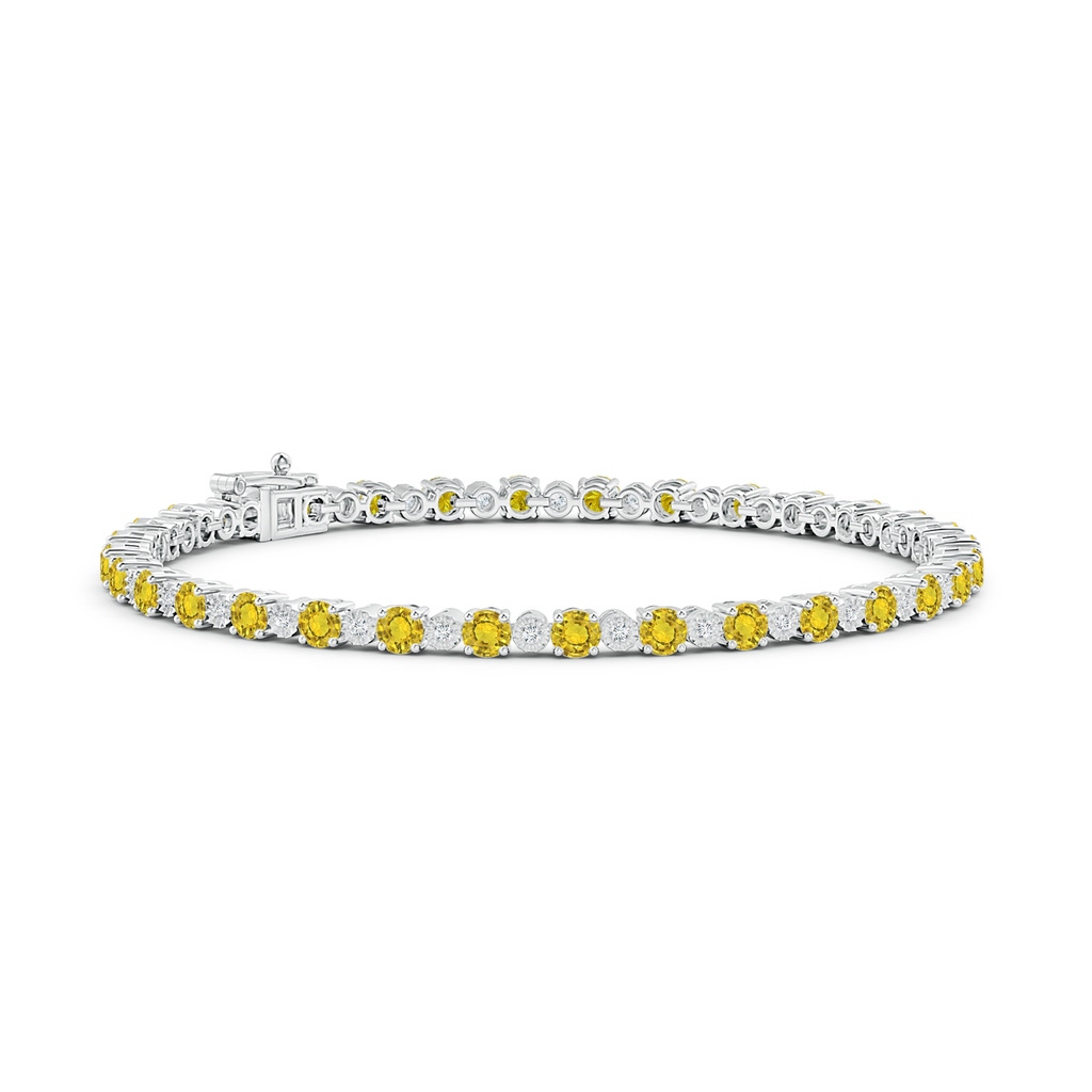 3mm AAAA Yellow Sapphire and Illusion Diamond Tennis Bracelet in White Gold
