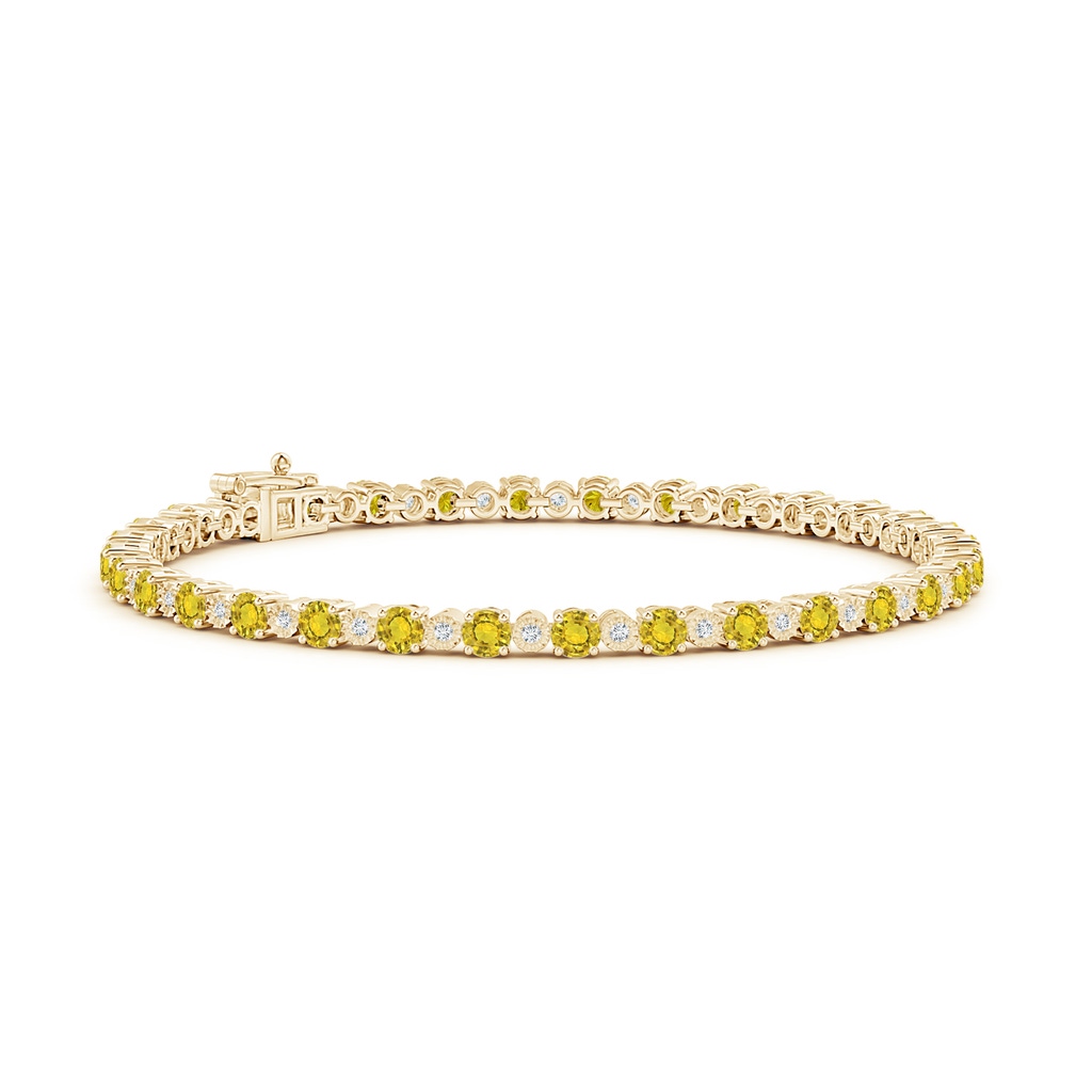 3mm AAAA Yellow Sapphire and Illusion Diamond Tennis Bracelet in Yellow Gold