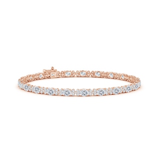 4x3mm GVS2 Alternating Oval & Round Diamond Clustre Tennis Bracelet in 10K Rose Gold