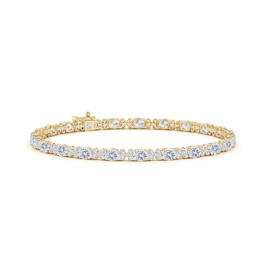 4x3mm GVS2 Alternating Oval & Round Diamond Clustre Tennis Bracelet in Yellow Gold 