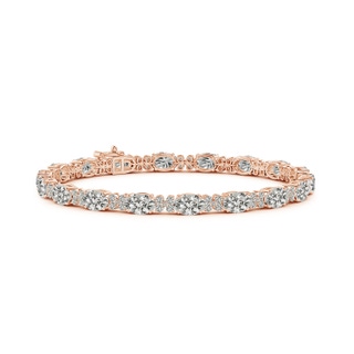 6x4mm KI3 Alternating Oval & Round Diamond Clustre Tennis Bracelet in 9K Rose Gold