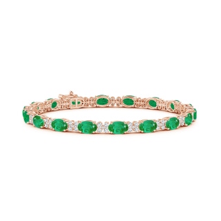 6x4mm AA Oval Emerald Tennis Bracelet with Diamonds in Rose Gold