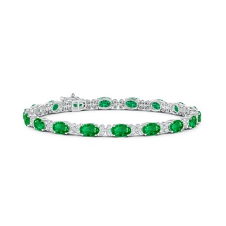 6x4mm AAA Oval Emerald Tennis Bracelet with Diamonds in White Gold