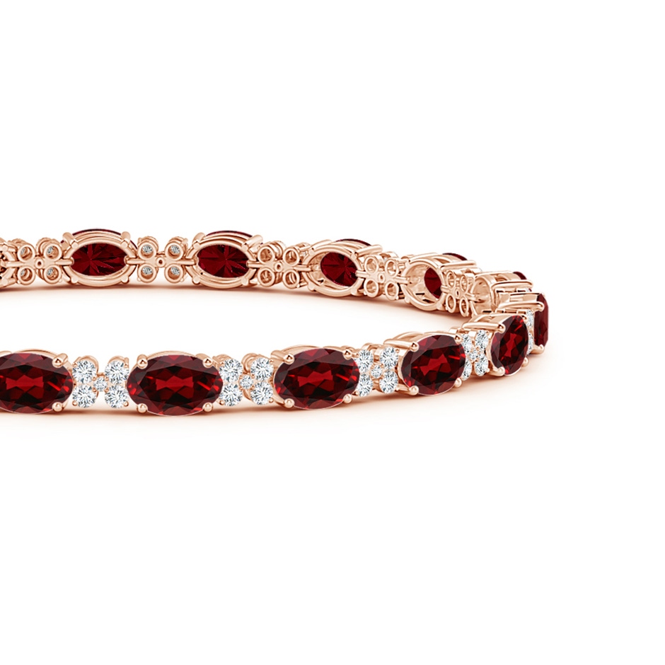 6x4mm AAAA Oval Garnet Tennis Bracelet with Diamonds in Rose Gold side-1