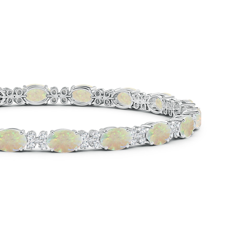 6x4mm AAA Oval Opal Tennis Bracelet with Diamonds in White Gold Side-1