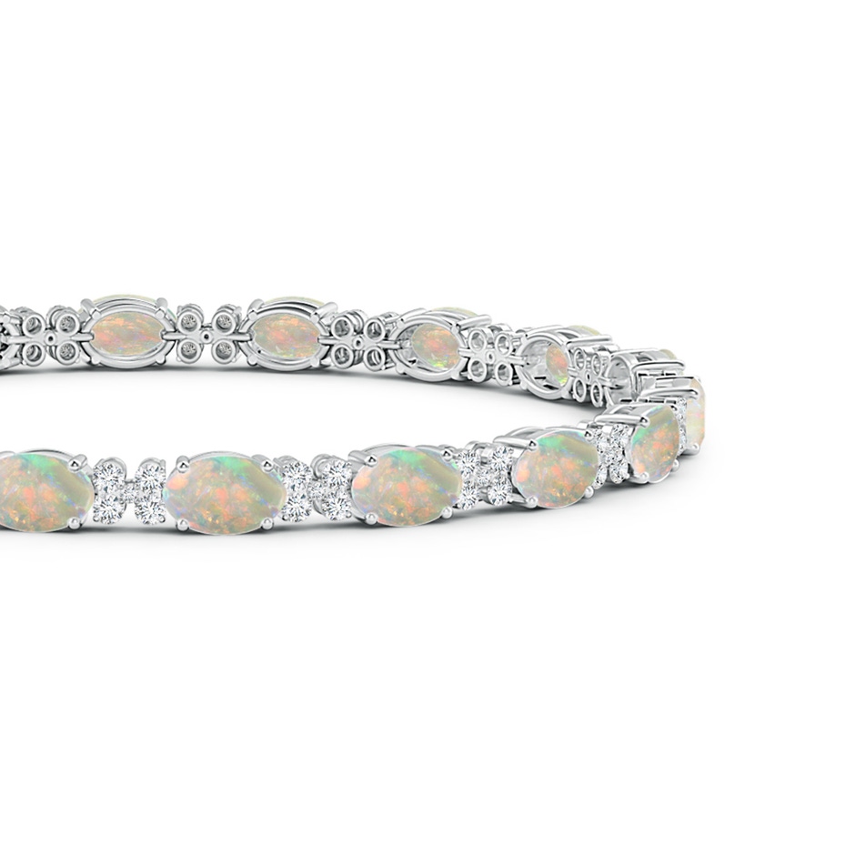 6x4mm AAAA Oval Opal Tennis Bracelet with Diamonds in White Gold side-1