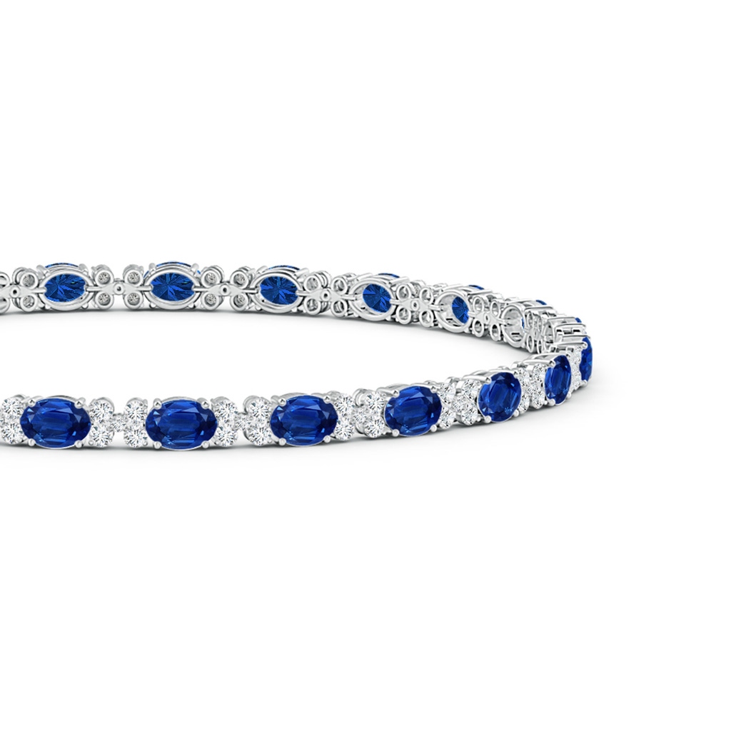 4x3mm AAA Oval Sapphire Tennis Bracelet with Diamonds in White Gold Side-1