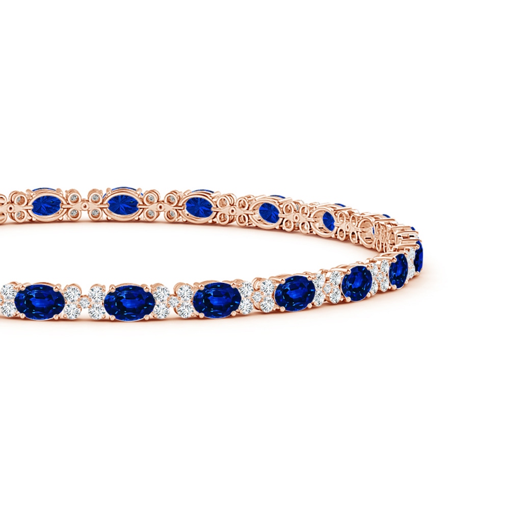 4x3mm AAAA Oval Sapphire Tennis Bracelet with Diamonds in Rose Gold - side_1