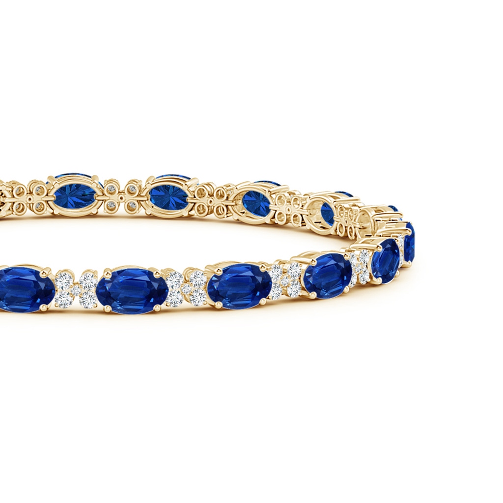 6x4mm AAA Oval Sapphire Tennis Bracelet with Diamonds in Yellow Gold Side-1