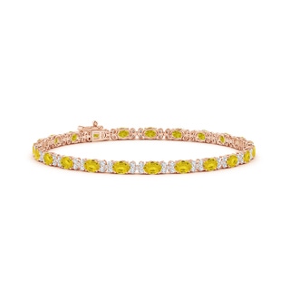 4x3mm AAA Oval Yellow Sapphire Tennis Bracelet with Diamonds in Rose Gold
