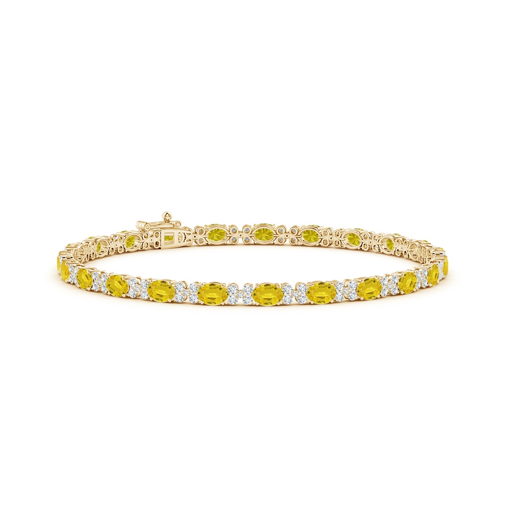 4x3mm AAA Oval Yellow Sapphire Tennis Bracelet with Diamonds in Yellow Gold