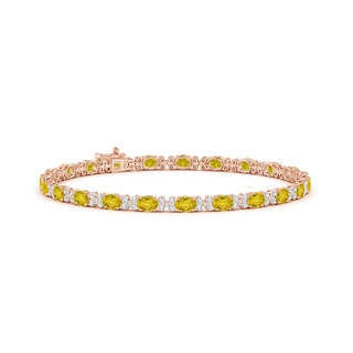 4x3mm AAAA Oval Yellow Sapphire Tennis Bracelet with Diamonds in Rose Gold