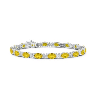 6x4mm AAA Oval Yellow Sapphire Tennis Bracelet with Diamonds in White Gold