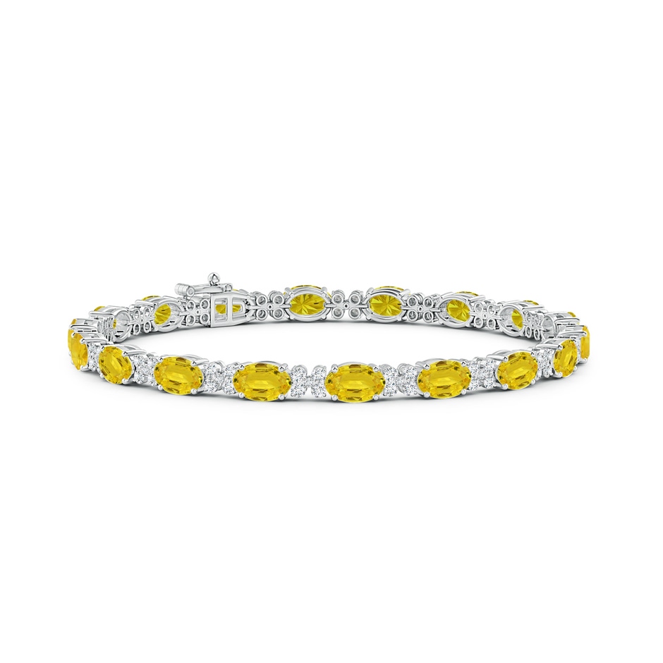 6x4mm AAA Oval Yellow Sapphire Tennis Bracelet with Diamonds in White Gold 