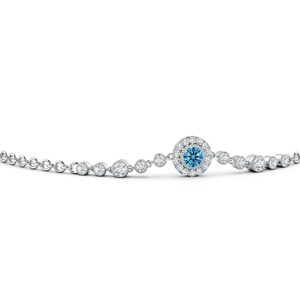 3.5mm AAAA Vintage Style Bezel-Set Fancy Intense Blue and White Diamond Bracelet in P950 Platinum - side 199