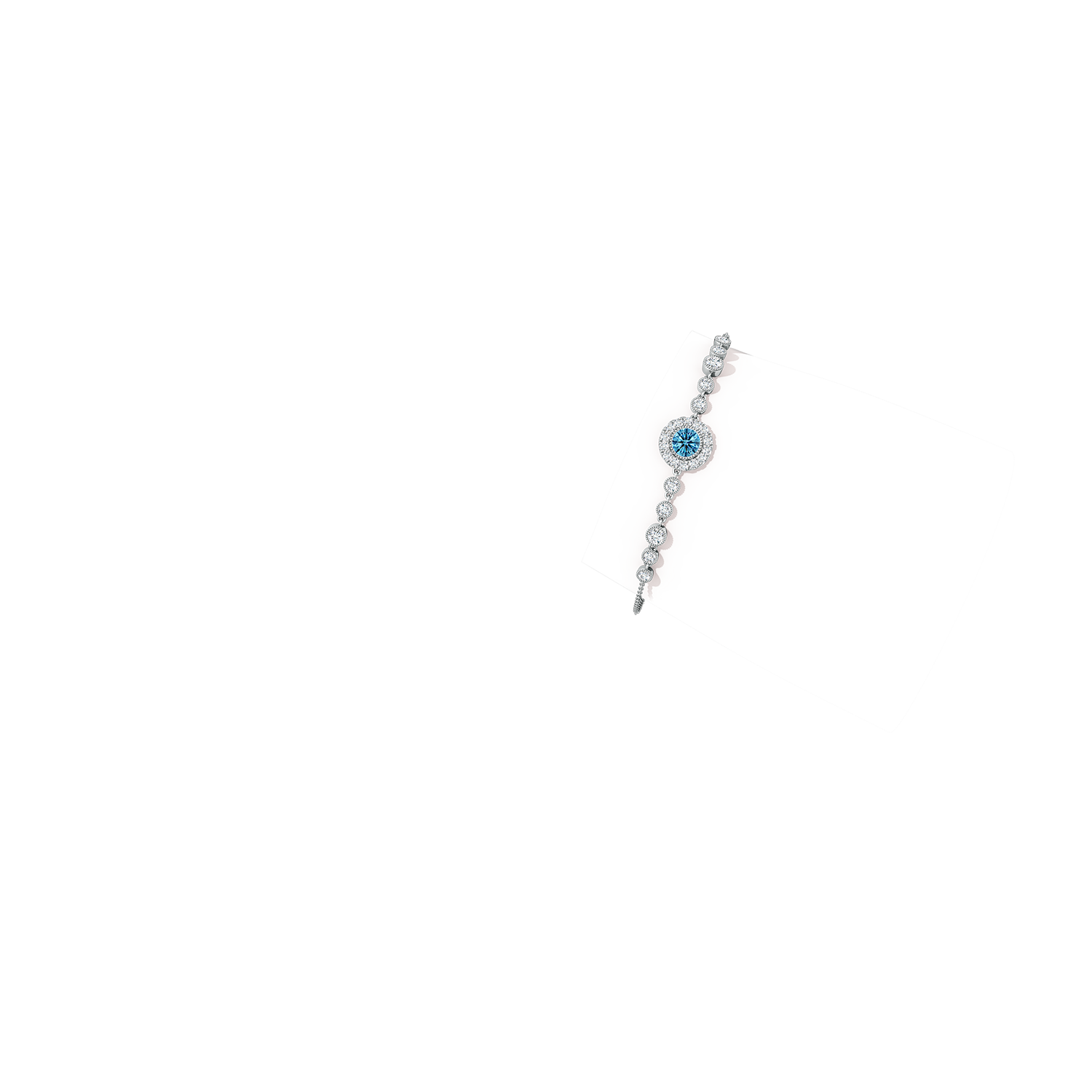 5.1mm AAAA Vintage Style Bezel-Set Fancy Intense Blue and White Diamond Bracelet in White Gold - body_arm