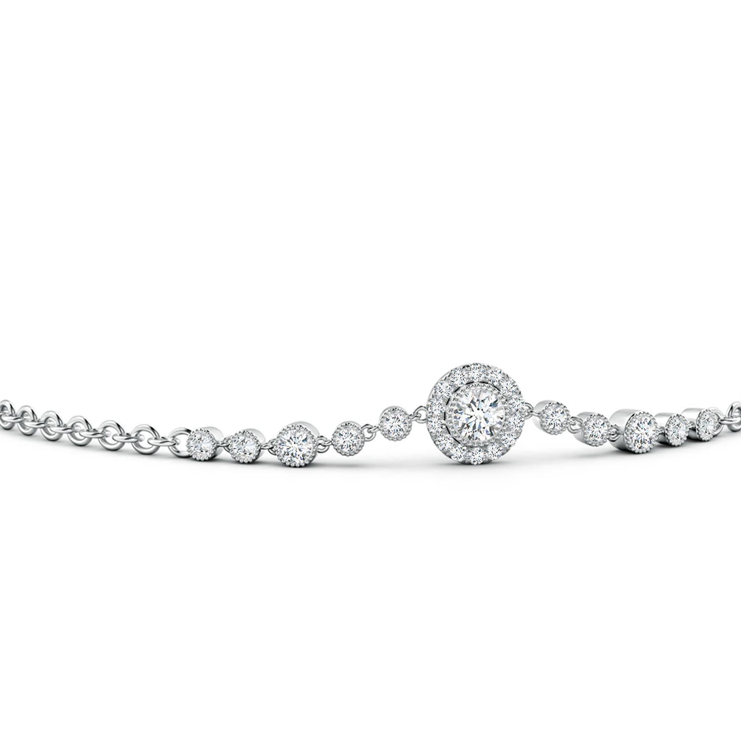 3.5mm GVS2 Vintage Style Bezel-Set Diamond Bracelet in White Gold - side 2