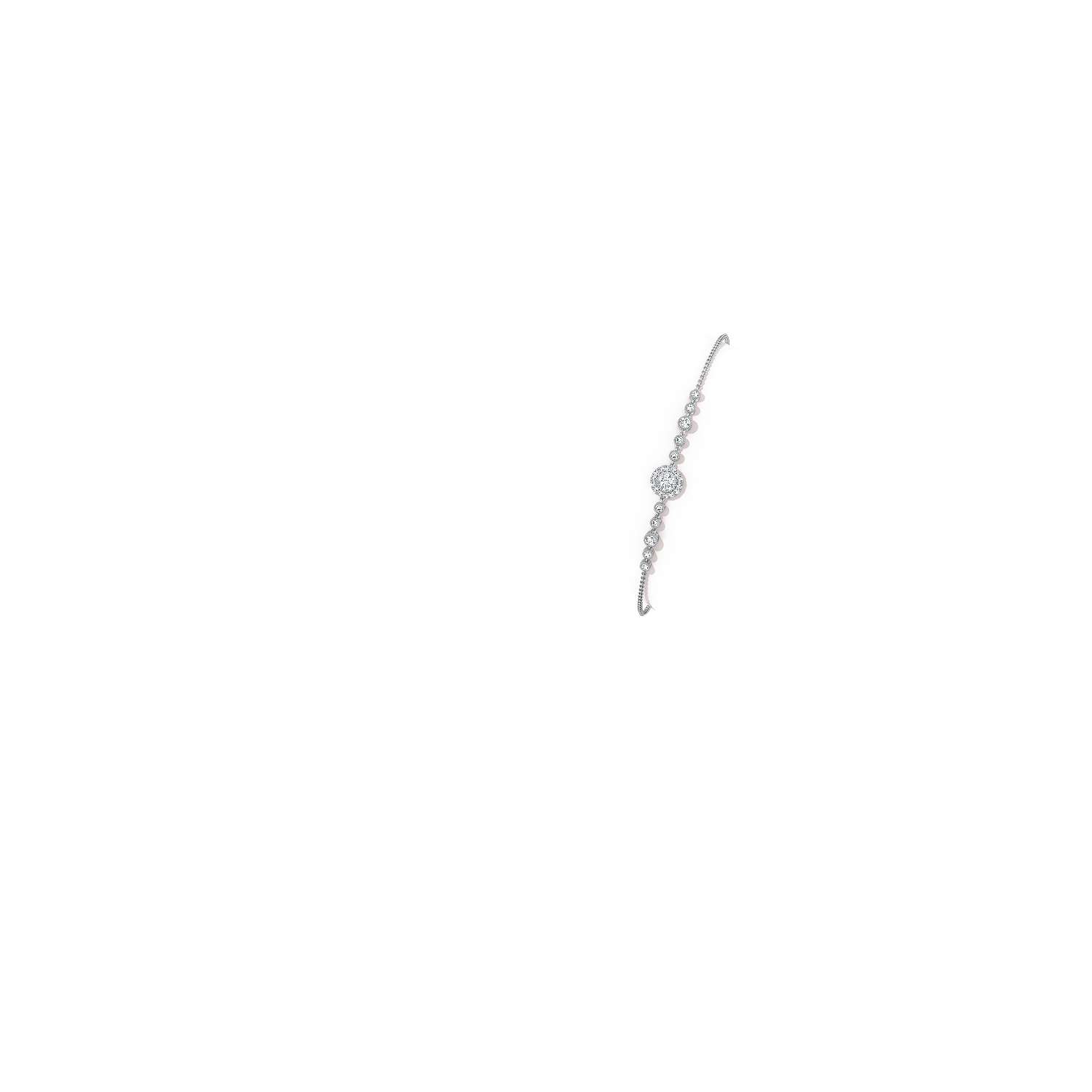 3.5mm GVS2 Vintage Style Bezel-Set Diamond Bracelet in White Gold - body_arm